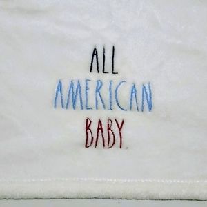 Rae Dunn All American Baby Blanket White Soft Security 30 x 40